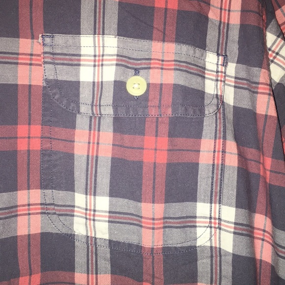 J Crew Men plaid pink gray long sleeve button S-M - Picture 2 of 5